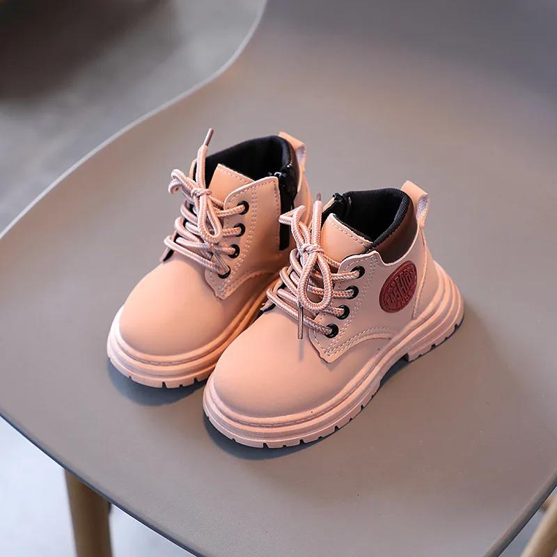 Детская обувь Модные весенние ботильоны для женщин Дизайнерские ботинки для девочек Нескользящие кожаные ботинки для мальчиков Botines Para Mujeres