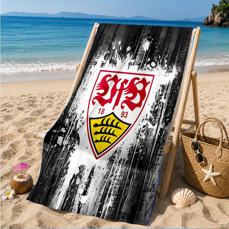 Vfb Fc Crest Printed Microfiber Beach Towel, Soft And Absorbent, Quick-Dry, Ideal for Summer Travel, Beach Essential, Swimming Pool