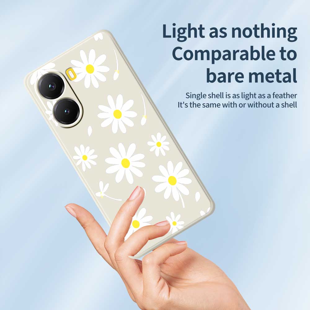 For Xiaomi Redmi Turbo 4 5G/Poco X7 Pro 5G Case White Daisy Pattern Printing Straight Edge TPU Phone Back Cover