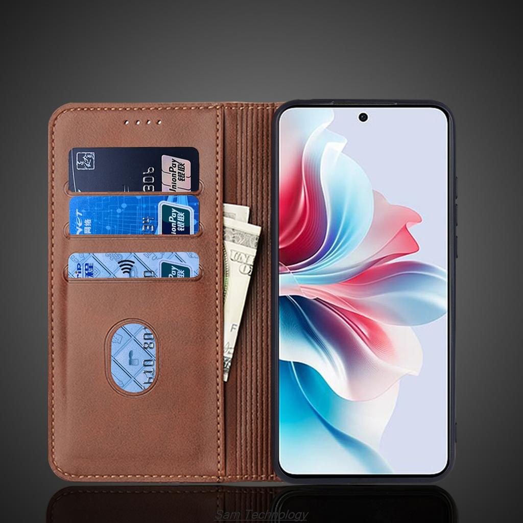 Magnetic attraction Leather Case for OPPO Reno 11F / Reno11F Holster Flip Cover Case Wallet Phone Bags Fundas Coque