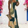 Women Plus Size Scoop Neck Strappy Sleeveless Abstract Printed A Line Maxi Dress