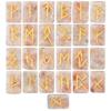 Crocon Sunstone Rectangle Shape Gemstone Runes with Elder Futhark Alphabet Engraved 25 Pcs Rune Set : 20-25mm