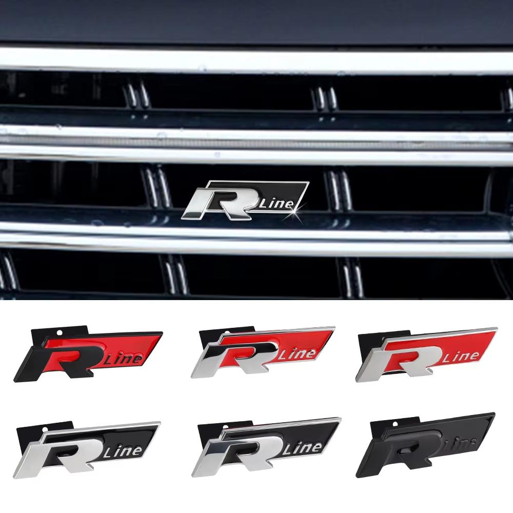 SVLHP1 Car Styling Front Grille Badge Decoration Rline Metal Emblem For Volkswagen VW Golf 4 5 6 7 8 Passat T5 B5 b6 b8 MK6 MK7 Tiguan