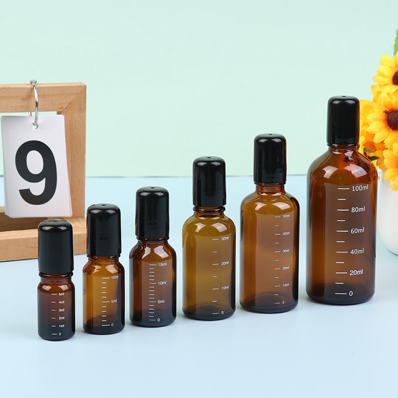 1 шт. Янтарный шариковый флакон для эфирных масел, пустой флакон для духов, многоразовый контейнер для жидкости, 5/10/15/30/50/100 мл