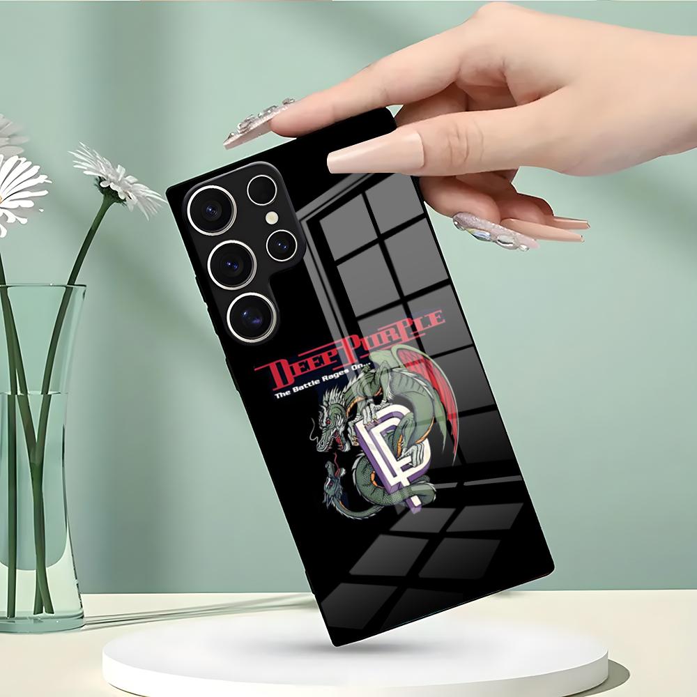 Чехол для телефона D-Deep Purple Band для Samsung S26 S25 Edge Ultra 24 23 22 21 Ultra Plus Fe A55 56 15 4G 5G Стеклянная крышка