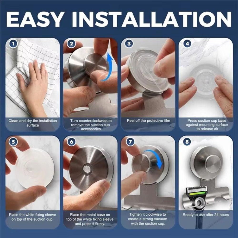 304 Stainless Steel Stainless Steel Razor Rack Damage-Free Shower Razor Hooks For Bathrobes