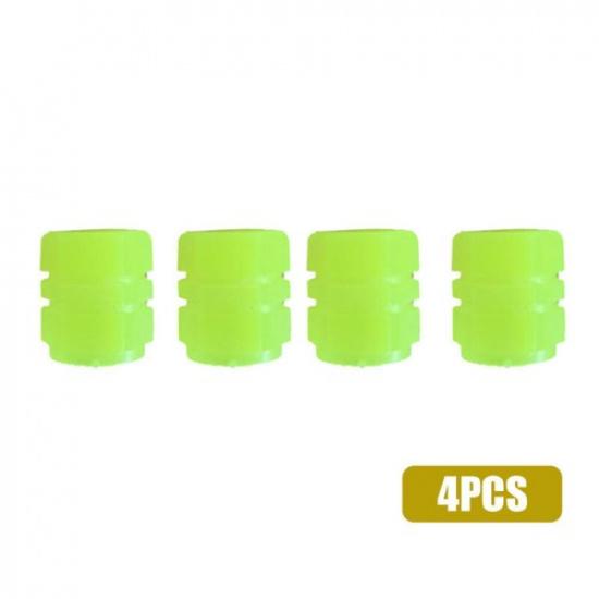 4X Yellow Luminous Tire Valve Cap Car Auto Wheel Dust Cover Glow In The Dark
