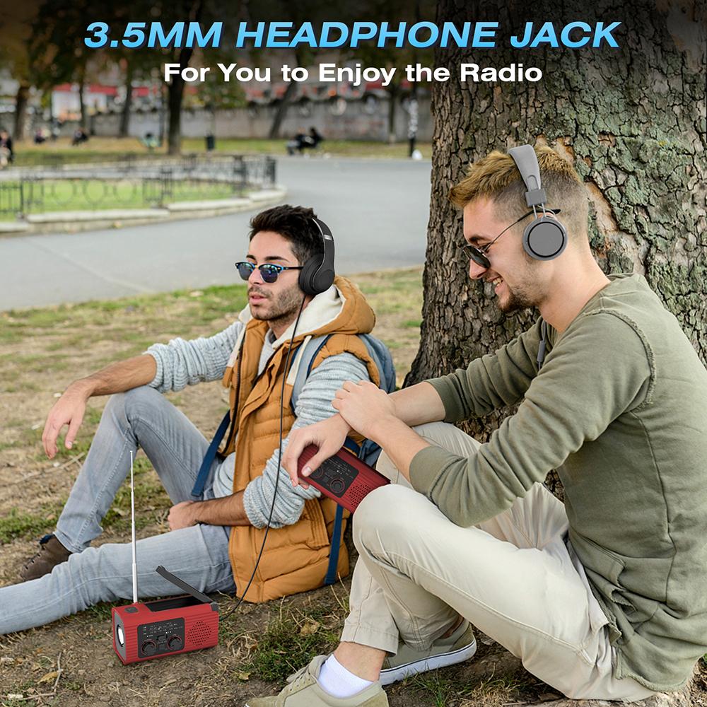 Солнечное перезаряжаемое радио Радио со светодиодной подсветкой Ручной перезаряжаемый аварийный фонарь Водонепроницаемый аварийный фонарь для приключений на открытом воздухе