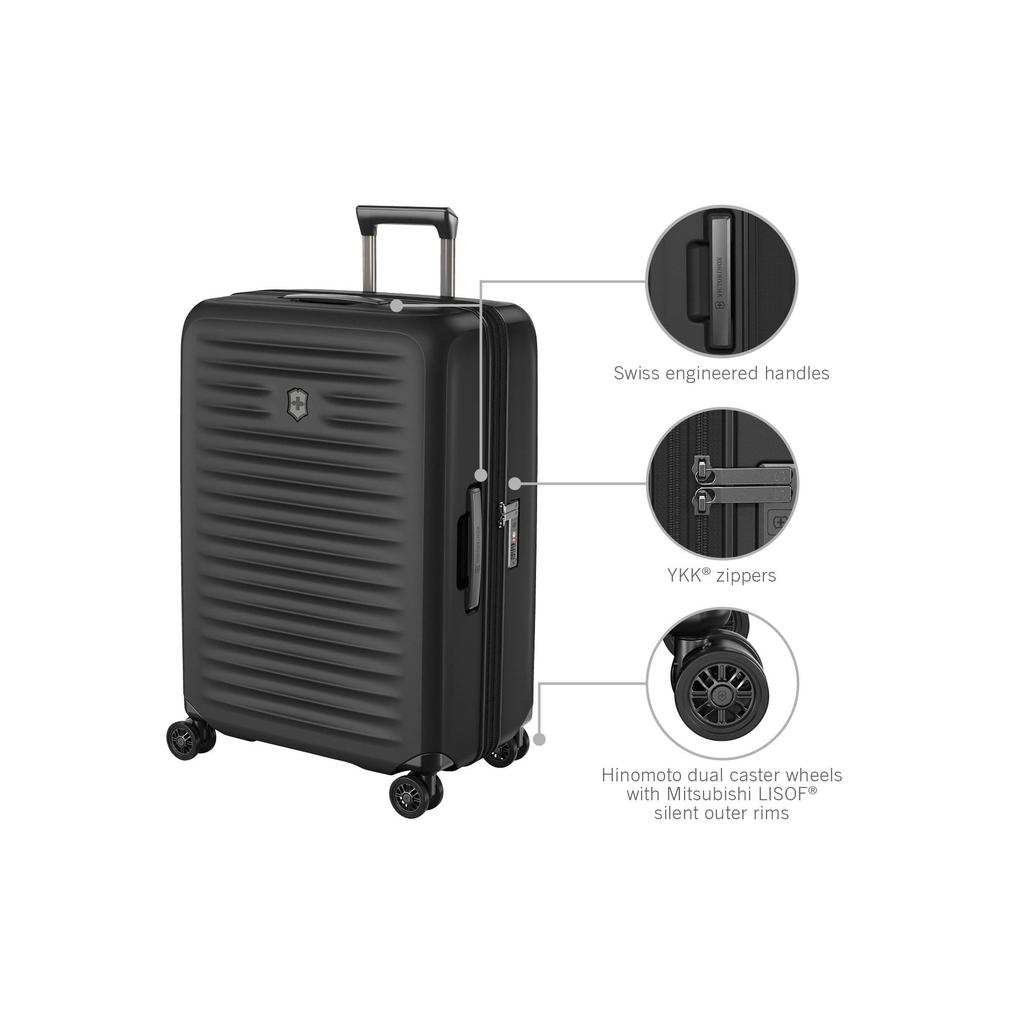 Airox Advanced Medium Case Ultra Light Чемодан Carry Bag Travel Business Business Quiet Expandable Antibacterial Indoor Black 612589 [Victorinox]