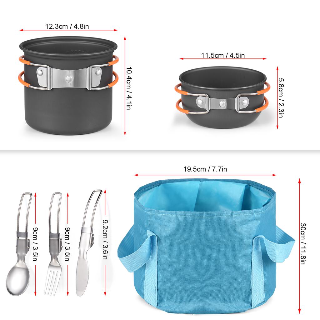 TOMSHOO Посуда для кемпинга, набор для беспорядка, легкий походный кухонный набор, походный горшок, миска, вилка, ложка