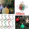 100Pcs S-Shaped Metal Hooks For Christmas Tree Ornaments Xmas Ball Pendant Hanging Holder Party Decoration Accessories 