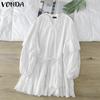 VONDA Женские летние платья с V-образным вырезом и длинными рукавами с оборками и принтом