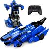 Tecnock RC Car for Kids, Transforming Dinosaur, 360° Rotating, Transforming Toy Car, Gift for Boys (Blue)