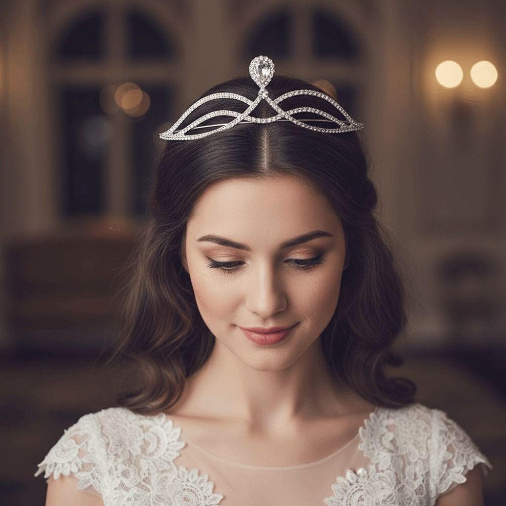 Simple Design Wedding Bride Crown Crystal Rhinestone Princess Crown  Wedding Ceremony