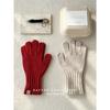 Pure Wool Gloves for Women In Autumn and Winter Red High End Solid Color Versatile Cycling Warm Knitted Finger Protection Against Cold
