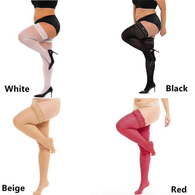 Lace Knee Thigh High Stockings Plus Size Elastic Long Socks XXXL Sexy Plus Size Stocking for Women 4XL 5xl 6xl