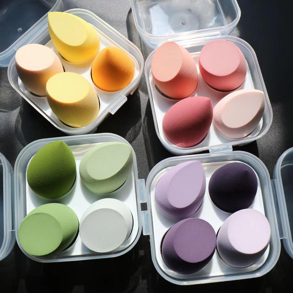 4pcs Makeup Sponge Powder Puff Dry and Wet Combined Beauty Cosmetic Ball Foundation Powder Puff Bevel Cut Make Up Sponge Tools