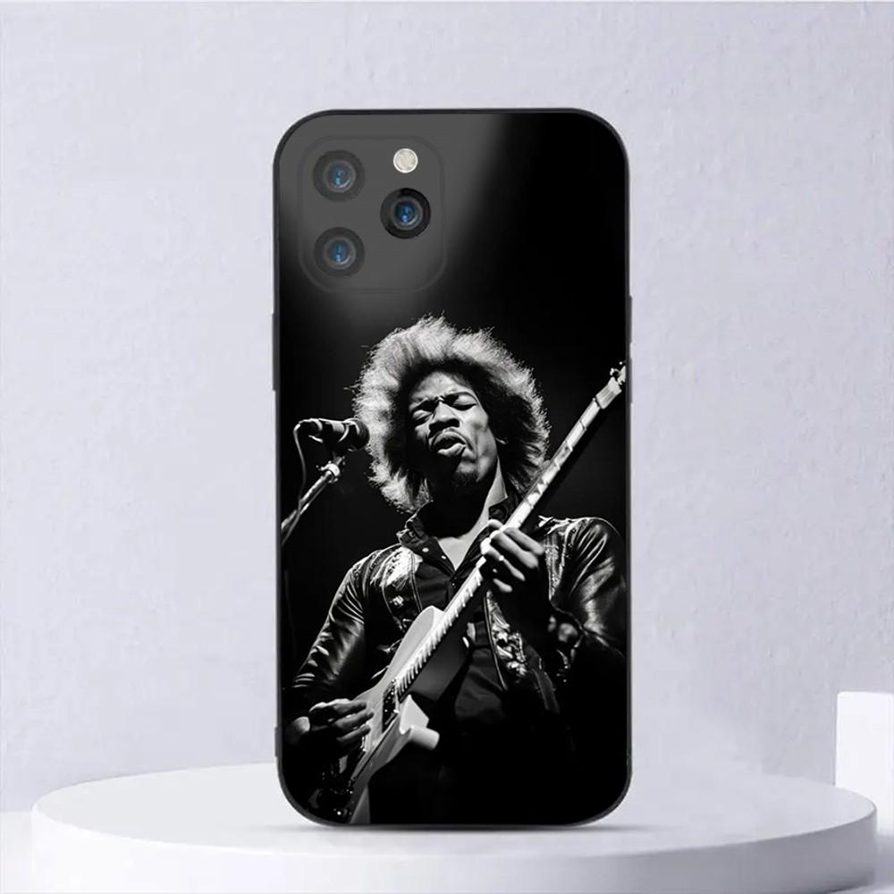 Чехол для телефона гитариста J-Jimi H-Hendrix Для iPhone 16,15,14,13,12,11,Plus,Pro Max,XS,X,XR,SE,Mini,8,7 Мягкий силиконовый черный чехол