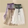Summer Retro Art Loose Elastic Waist Skirt Women's Medium Long A Line Skirt