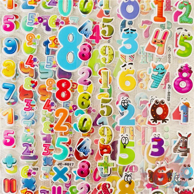 8Sheets/set Cartoon Numbers Rewards Sticker Puffy Bubble Toys Stickers