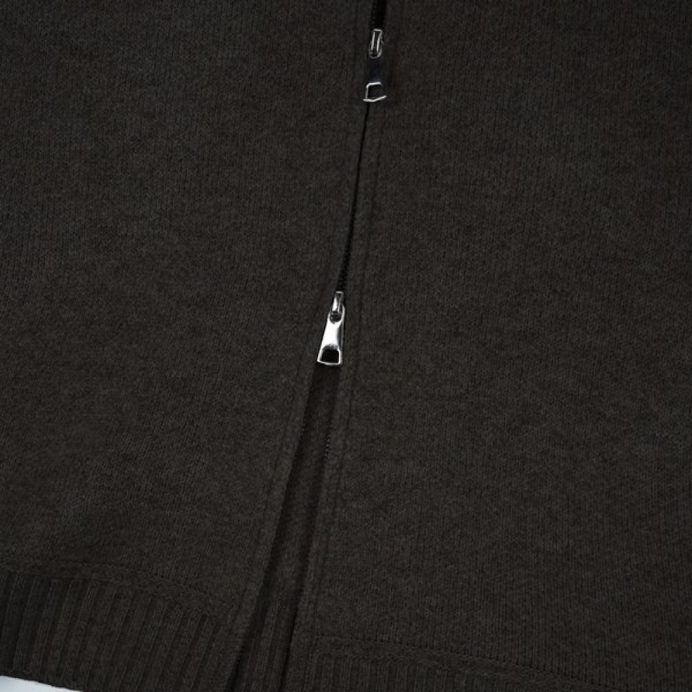 Weekhour Wool Blend Round Zip Up Cardigan Brown