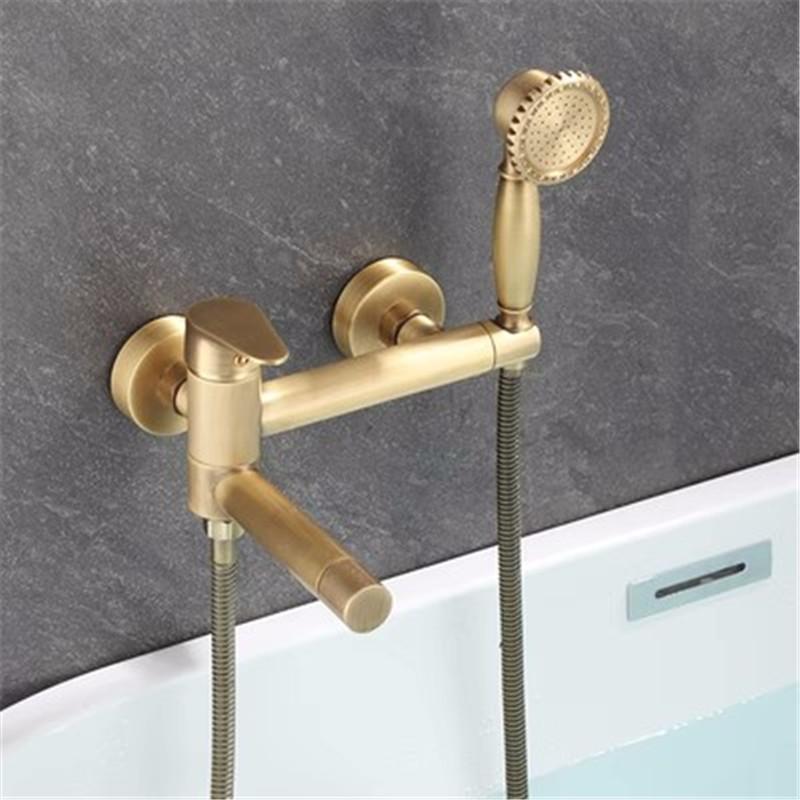 AntiqueBathtub Shower Set Wall Mounted Copper Rotatable Bathtub Faucet,Bidet Faucet Bathroom Bath & Shower Mixer Tap Brass