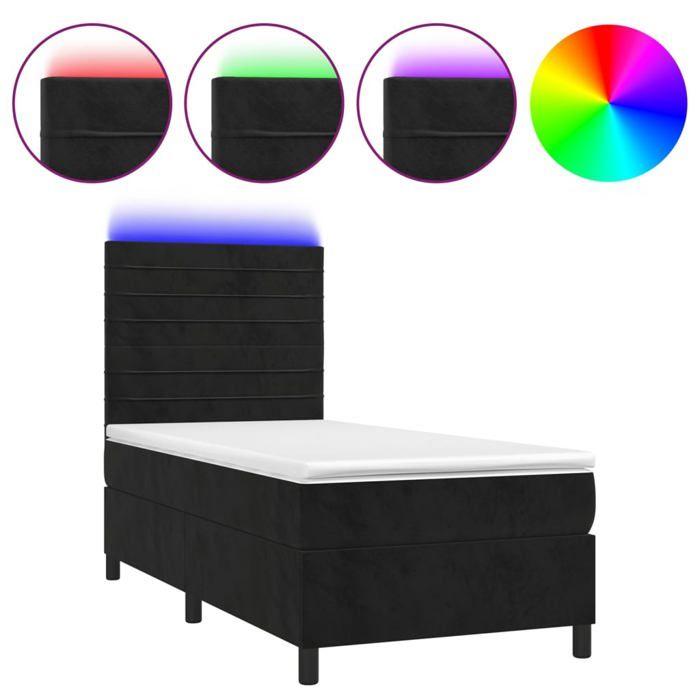 Maison Exclusive - Sommier à lattes de lit avec matelas LED Noir 90x190 cm Velours