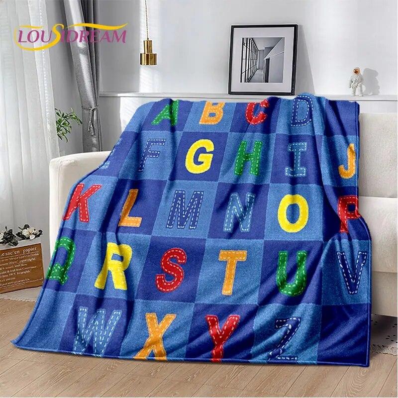 ABC Cartoon Alphabet Children Kids Early Education Soft Plush Blanket,Flannel Blanket Throw Blanket for Living Room Bedroom Sofa