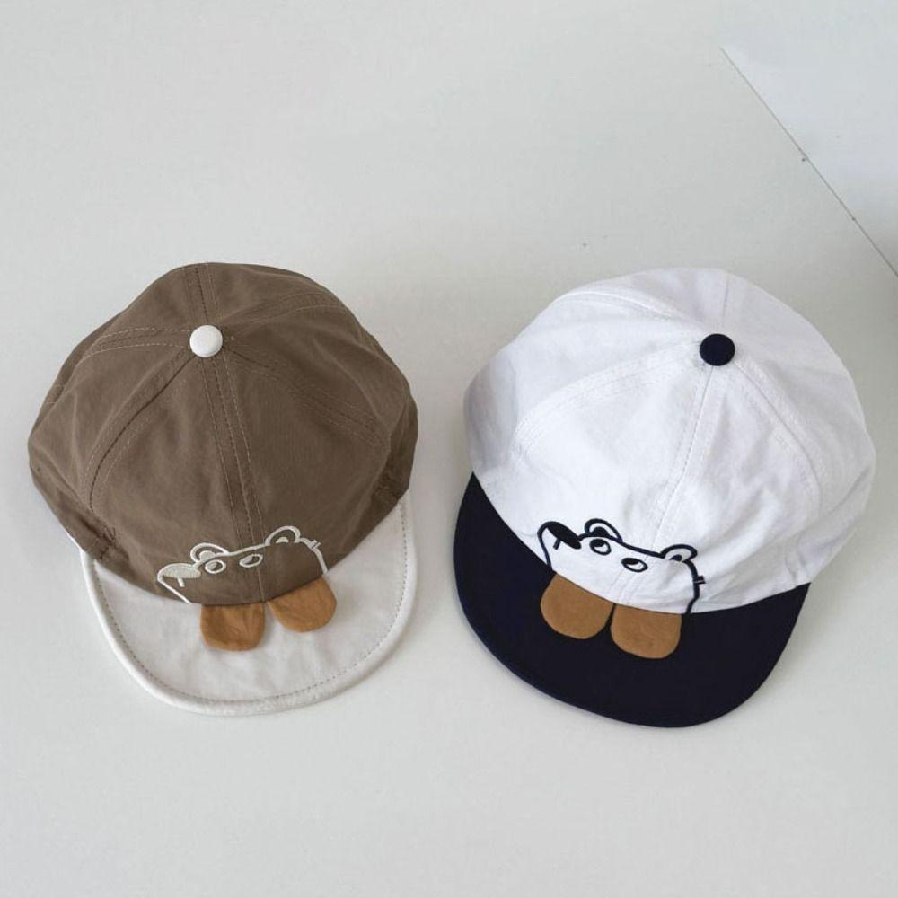 Casual Infant Sun Visor Hat Quick Dry Kids Peaked Caps Spring Cartoon Bear Baby Hat  Boys/girls
