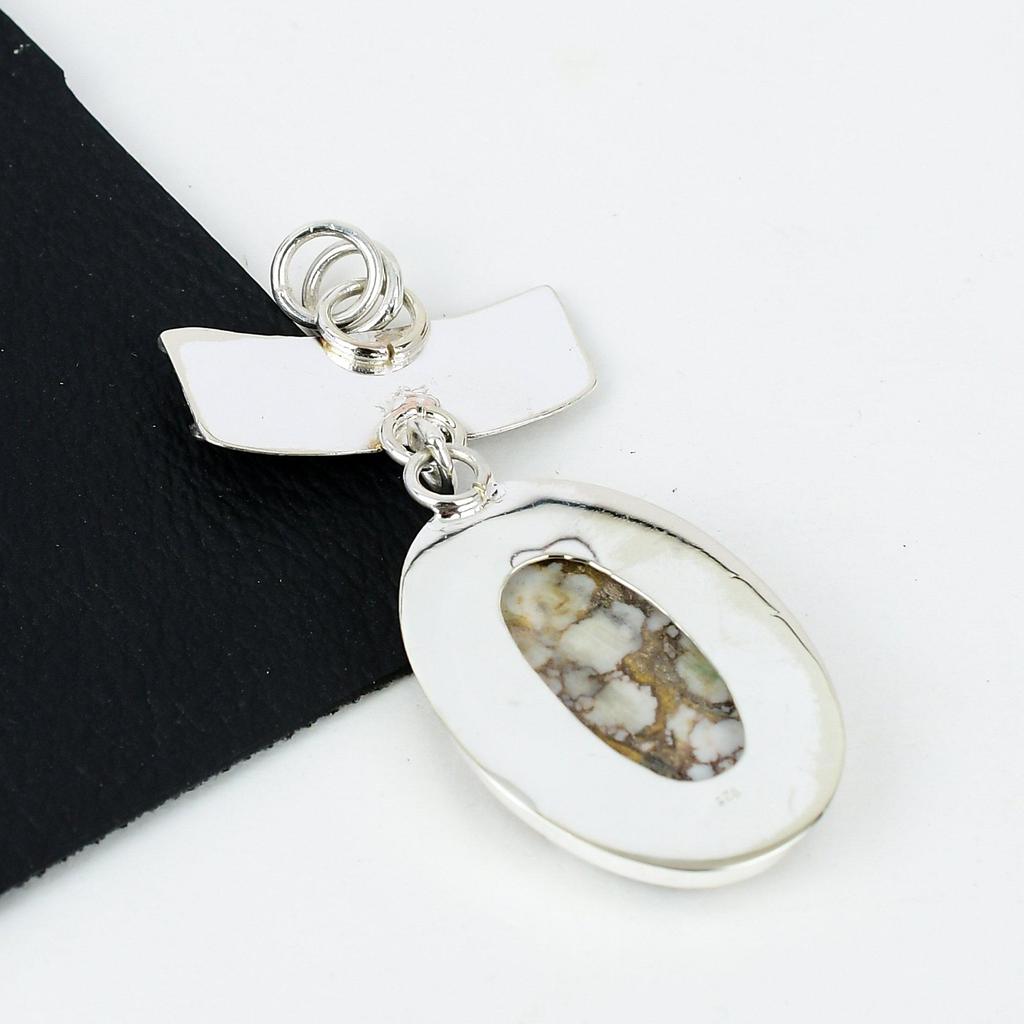 Серебряный кулон с натуральным драгоценным камнем дикой лошади из серебра 925 пробы — дизайн ручной работы, повседневные украшения, уникальные подарки с подвеской дикой лошади