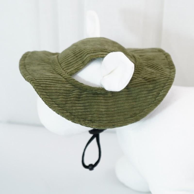 Pet Fisherman Hat Bucket Cap Dogs Wearable Knit In Corduroy Style Corgi Teddy Small Medium Breeds