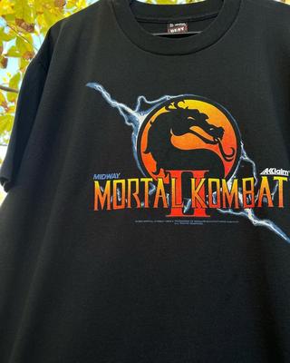 Винтажная Черная Футболка с Коротким Рукавом Унисекс Mortal Kombat II Фильм S5XL WA4246 Футболка Унисекс
