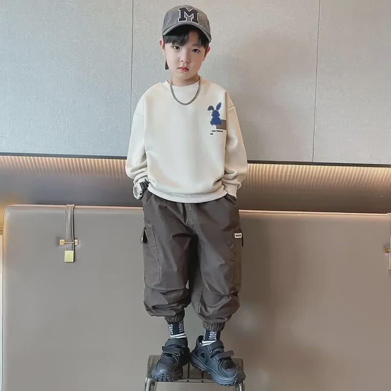 2024 Мальчики Круглый вырез Свитшот - Весна/Осень Модный Топ для Детей