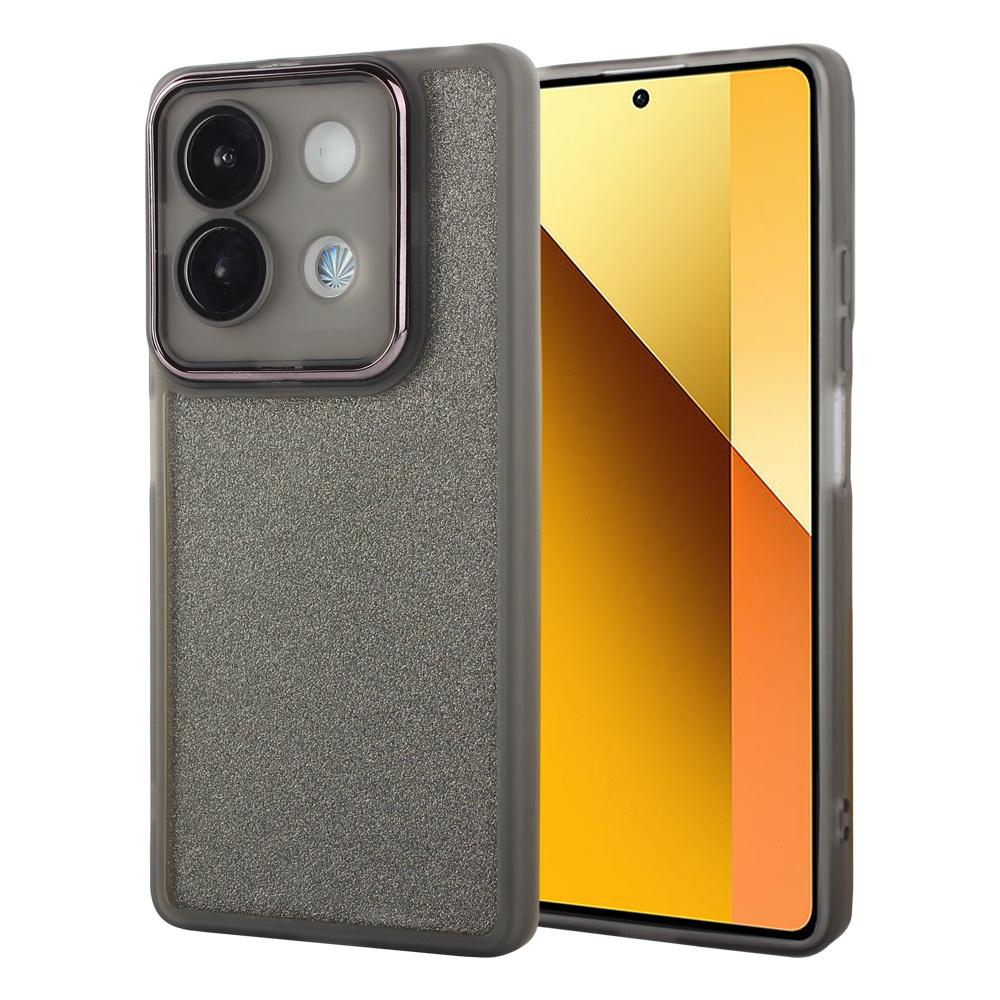 Case for Xiaomi Redmi Note 13 5G, Glittery Powder, Gray + 9H Tempered Glass