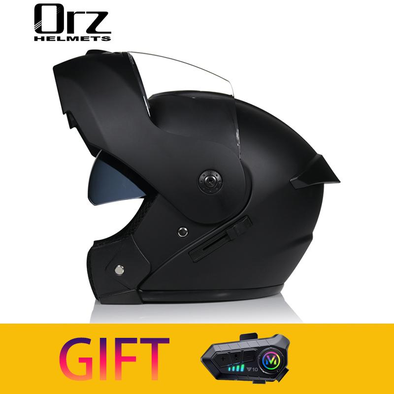 ORZ Мотоциклетный шлем Модульный шлем-флип с двойным визором Полнолицевой шлем Поставляется с Bluetooth-наушниками Модель 103