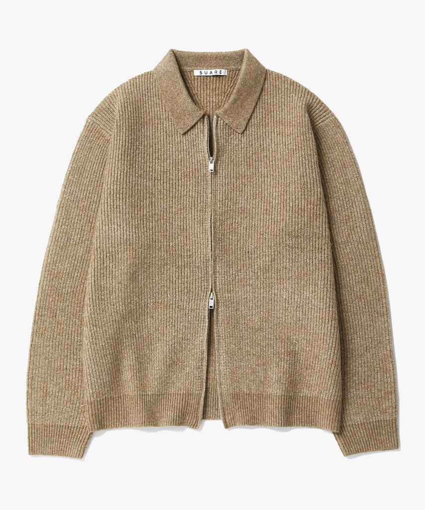 SUARE Hacci Collar Two-Way Zip-Up Knit - 7 Colors
