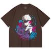 230 г/м² 100% хлопок Jujutsu Kaisen V59 Принт Годжо Унисекс Тяжелая хлопковая футболка
