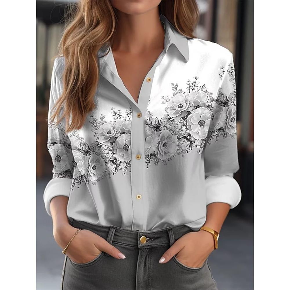 2024 Women Shirt Blouses Flower Shirt 3D Print High quality Long Sleeve Elegant Shirt Party Fashion Tops Female Clothing Blouses