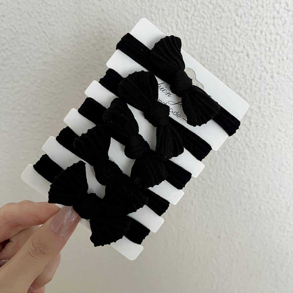 5-10Pc/Set Coffee Women Bowknot Hair Bands Elastic Headbands Black Bow Tie Scrunchies Headwear Girl Korean Hair Accessories Gift
