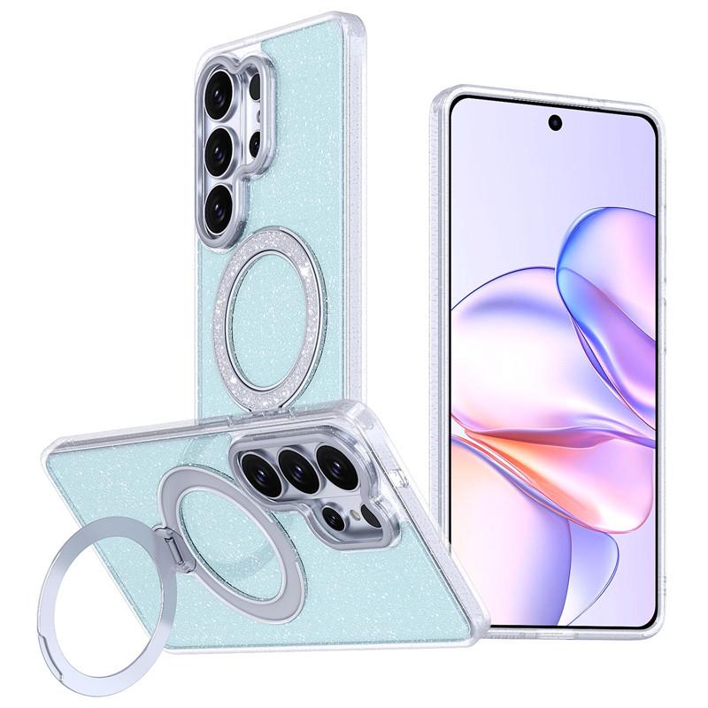 Glitter Bling Rotatable Ring Holder Magnetic Case For Samsung S26 S25 S24 S23 Ultra S25 FE Stand Shockproof Protective Cover