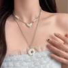 Двухслойное ожерелье-кулон в виде пончика-сердца с жемчугом - Милая женская цепочка на ключицу с уникальным дизайном
