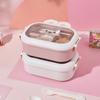 Portable Divides Lunch Box Cartoon Meal Box Food Containe Stainless Steel Lunch Box  HOME