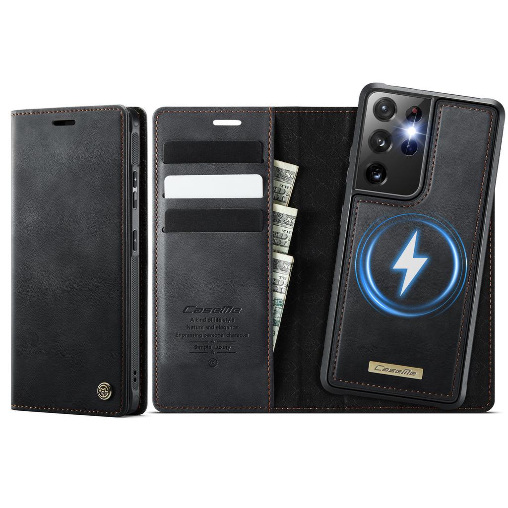 For Samsung Galaxy S21 Ultra 5G Case CASEME C49 Compatible with MagSafe RFID Blocking Detachable Wallet Leather Phone Cover