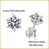 S925 Sterling Silver Moissanite Earrings 0.5-2ct D 6 Prong Diamond Moissanite Screw Stud For Women Wedding Fine Jewelry