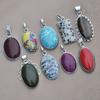 Mosaic & Mix Gemstone 925 Sterling Silver Plated Handmade 5 PCs Fancy Pendants Jewelry SEN-182