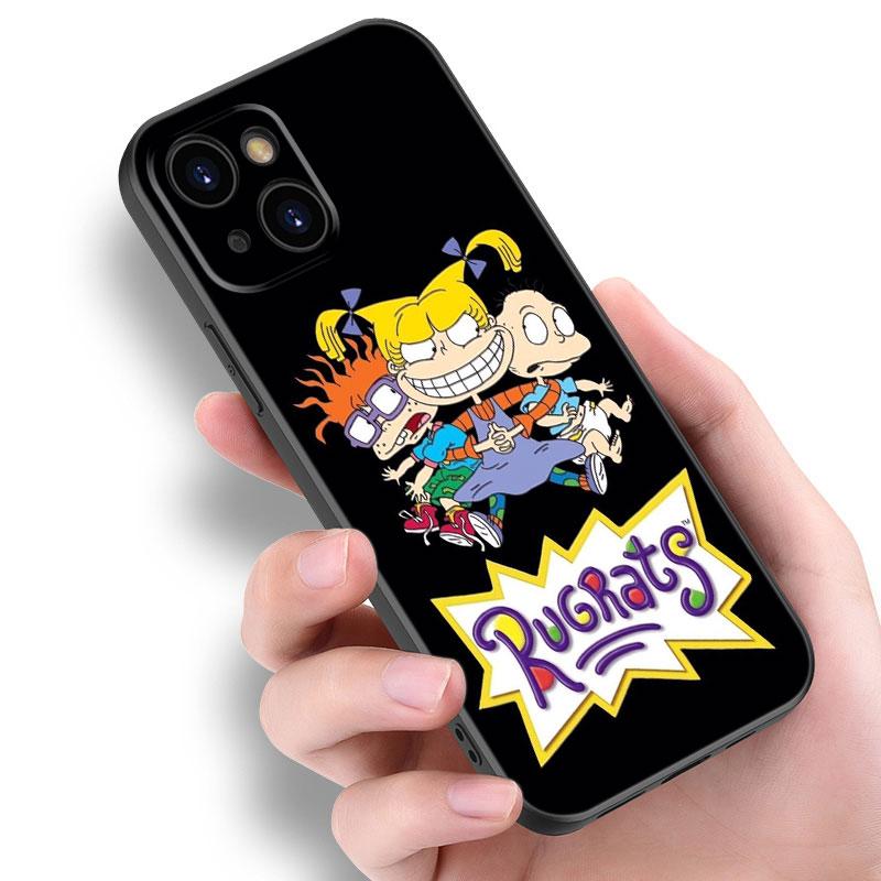 Чехол для телефона с изображением героев мультфильмов R-Rugrats для Apple iPhone 12 13 Mini 11 14 15 Pro Max 7 8 Plus X XR XS SE 2020 2022, черный силиконовый чехол