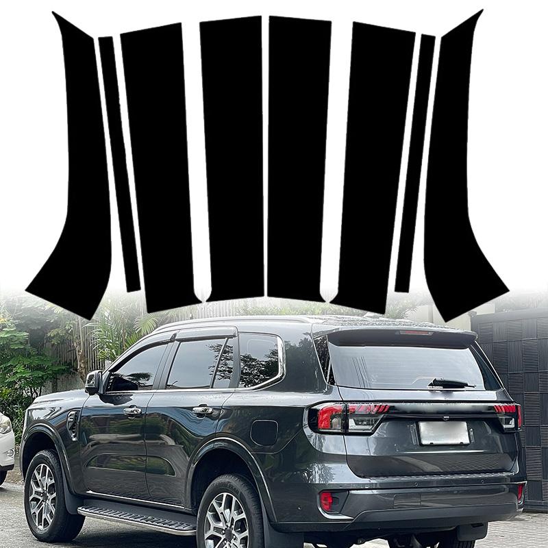 8 шт. автомобильных стоек, окон, дверей, глянцевых черных пианино, наклеек, накладок, наружных деталей, подходят для Ford Everest 2023-2024