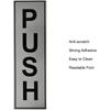 Buzz Cool Silver Metal Push Pull Sign Board For Glass Door, Wooden Door | Self Adhesive Stainless Steel Metal Sticker fo