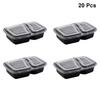 20pcs 1000ml Disposable Meal Prep Containers 2-compartment Food Storage Box Microwave Safe Lunch Boxes (Black, with Lid)