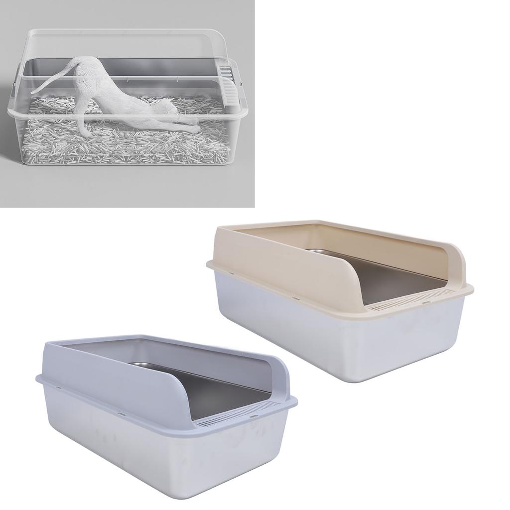 Кошачий туалет из нержавеющей стали с контролем запаха, высокие борта, металлический туалет, против утечки мочи, легкая очистка